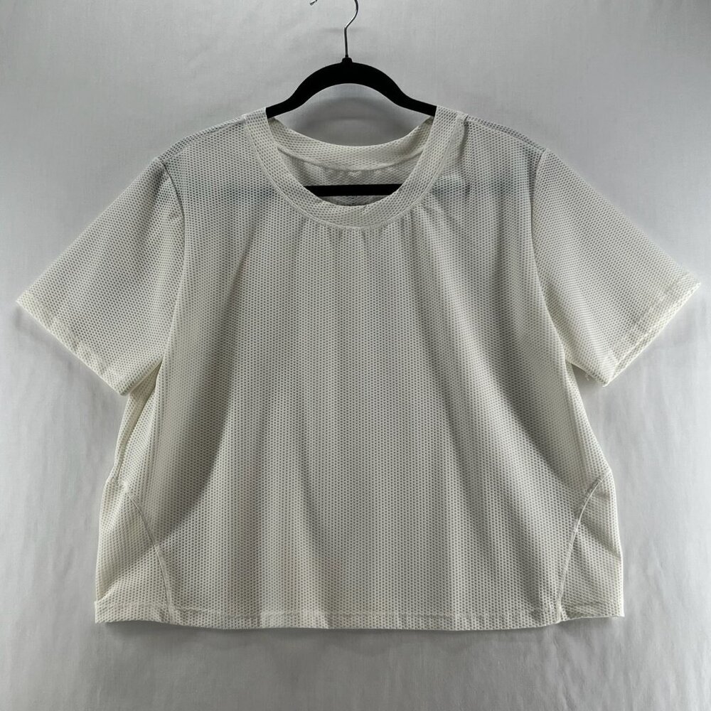 LegEnd Mesh Crewneck Tee Womens L Short Sleeve Boxy Lightweight Activewear White